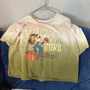 Disney Apple Graphic T-Shirt - Green and Cream